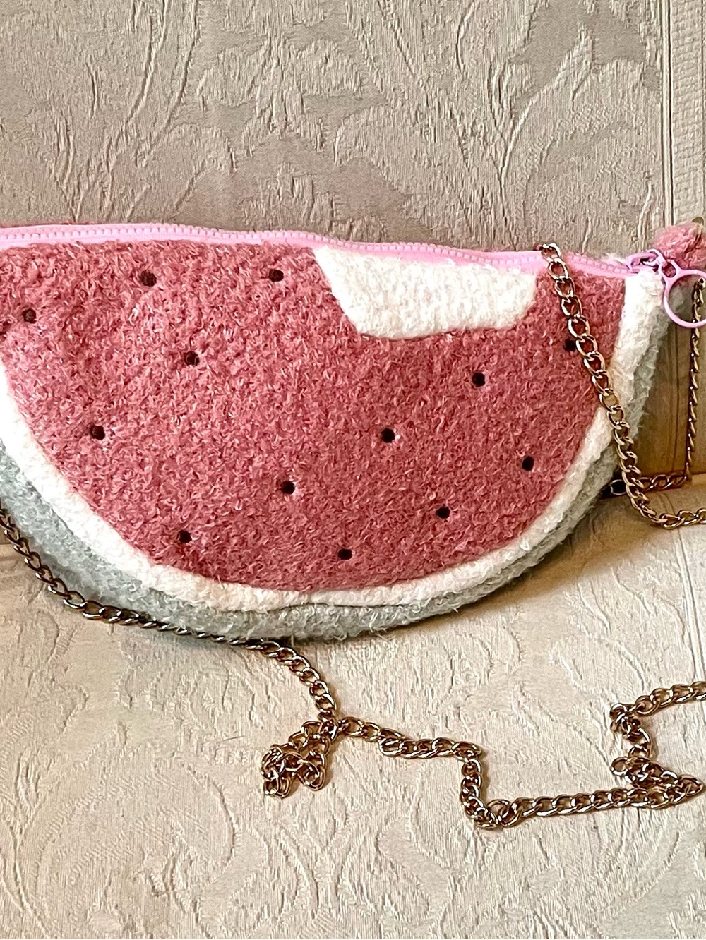 Watermelon Slice Crossbody Bag in Pink and Cream - New